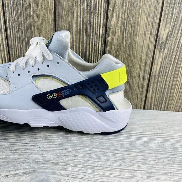 Nike Huarache Run White Blue  Athletic  Shoes Sneakers DV3479-100 Size: 7Y