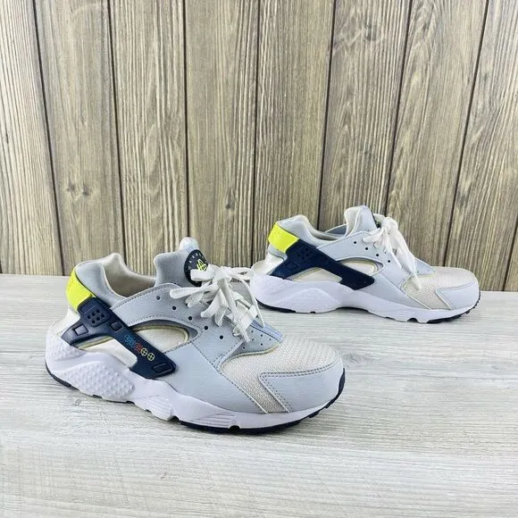 Nike Huarache Run White Blue  Athletic  Shoes Sneakers DV3479-100 Size: 7Y