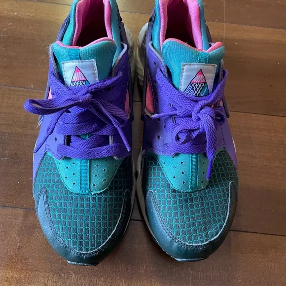Nike Huarache Running Shoes Purple and Teal Size 5