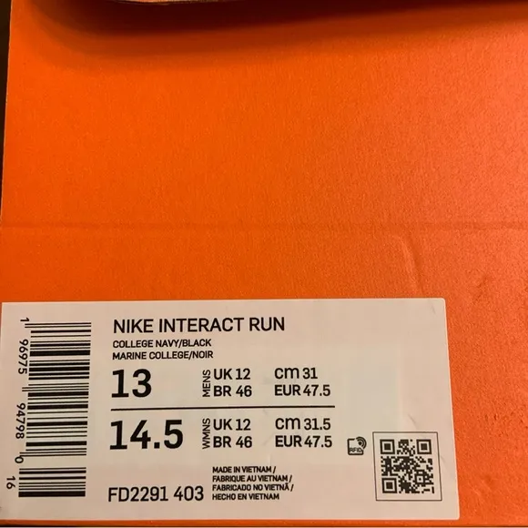 Nike Interact‎ Run Running Shoes Men's Size 13 College Navy/Black FD2291-403