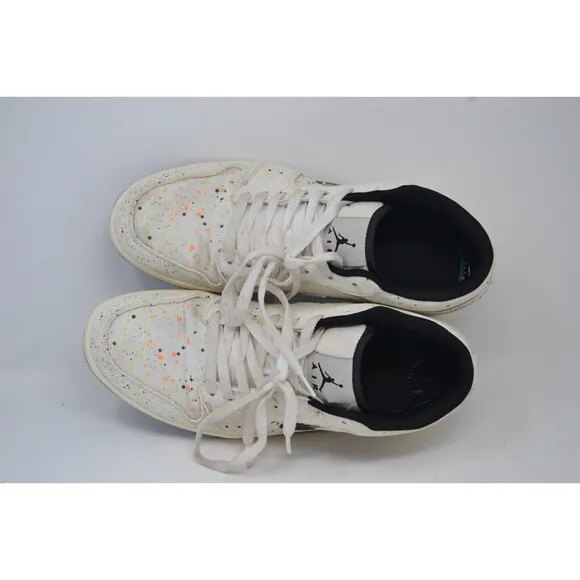 Nike Jordan 1 Low SE DH3295-100 Mens White Paint Splatter Sneakers Shoes Size 12