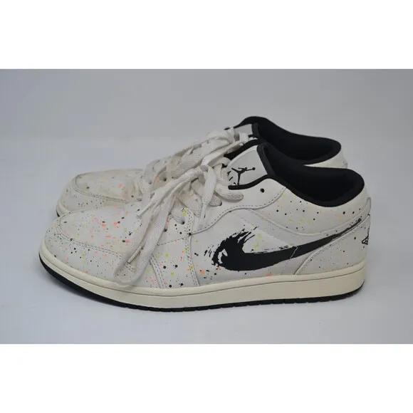 Nike Jordan 1 Low SE DH3295-100 Mens White Paint Splatter Sneakers Shoes Size 12
