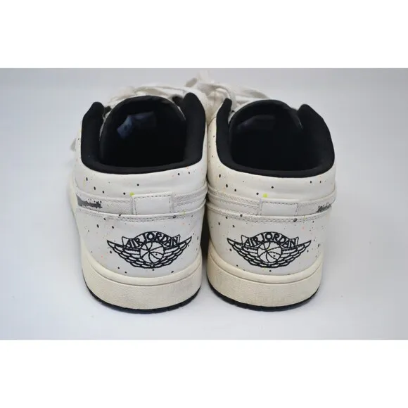 Nike Jordan 1 Low SE DH3295-100 Mens White Paint Splatter Sneakers Shoes Size 12