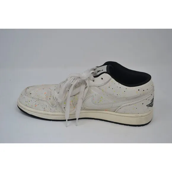 Nike Jordan 1 Low SE DH3295-100 Mens White Paint Splatter Sneakers Shoes Size 12