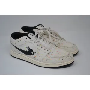 Nike Jordan 1 Low SE DH3295-100 Mens White Paint Splatter Sneakers Shoes Size 12