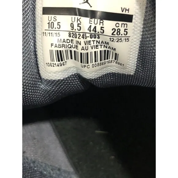 Nike Jordan 2015 Flight Sneakers Flight Origin 3 Mens Gray And White Size 10.5