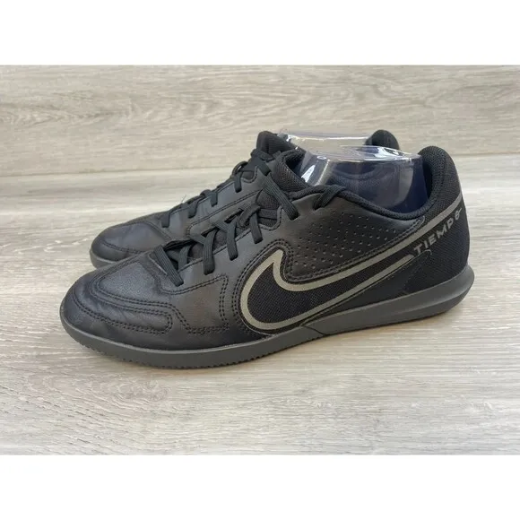 Nike Legend 9 Club IC DA1189-004 Men's 8.5 Black Leather Athletic Sneaker Shoes