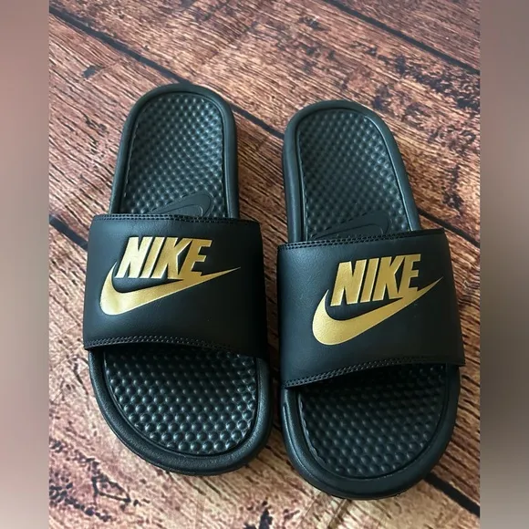 Nike Mens Benassi JDI Slides - *Black / Metallic Gold* - *Size 9
