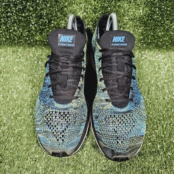 Nike Men's Flyknit Racer Blue Glow Athletic Running‎ Shoes 526628-405 Mens 9.5