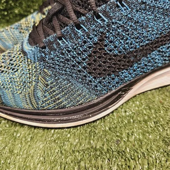 Nike Men's Flyknit Racer Blue Glow Athletic Running‎ Shoes 526628-405 Mens 9.5
