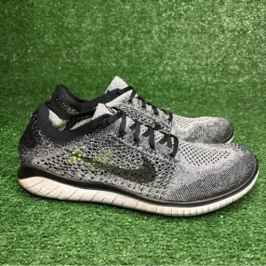Nike Mens Free Rn Flyknit 942838-101 Black Oreo Running Shoes Sneakers Size 10.5