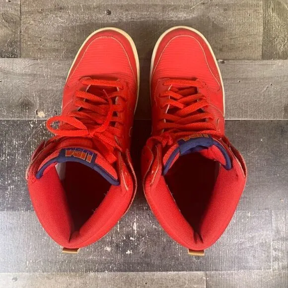 Nike Men’s Size 10.5 Dunk High Top Basketball Shoes Red Athletic Sneakers Retro