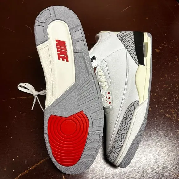 Nike Mens White Cement Re-imagined Air Jordan 3 DN3707-100 Athletic Shoes Sz 17