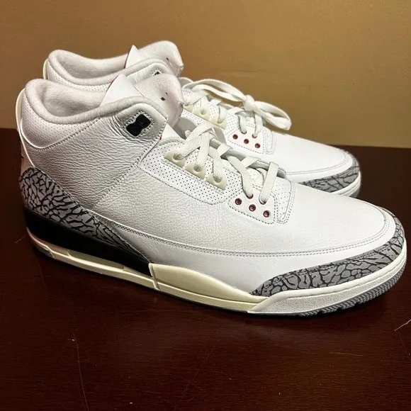 Nike Mens White Cement Re-imagined Air Jordan 3 DN3707-100 Athletic Shoes Sz 17