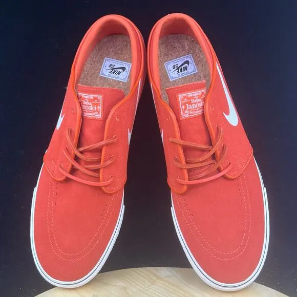 Nike Mens Zoom Stefan Janoski Orange White Suede Skate Shoes Sz 10.5  FD6757-800