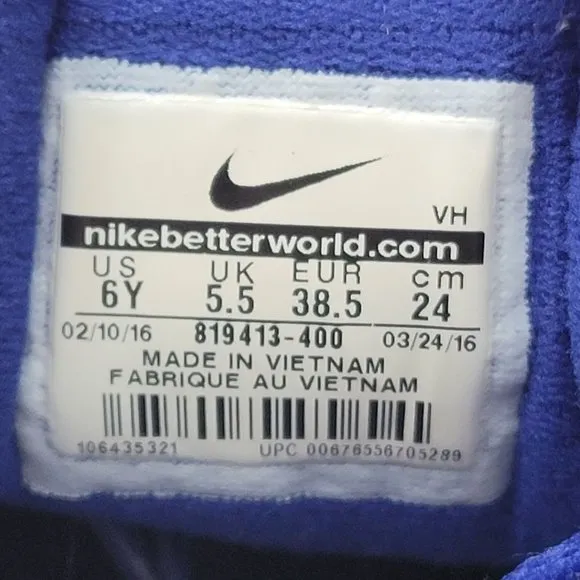 Nike Revolution 3 Youth Blue Running Shoes 819413-400 US Size 6Y