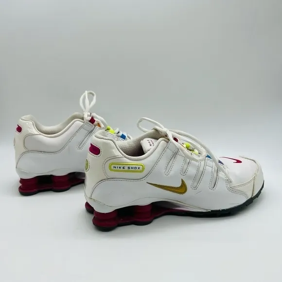 NIKE SHOX 2013 WHITE YOUTH ATHLETIC SHOES WITH RAINBOW HIGHLIGHTS SIZE 7Y