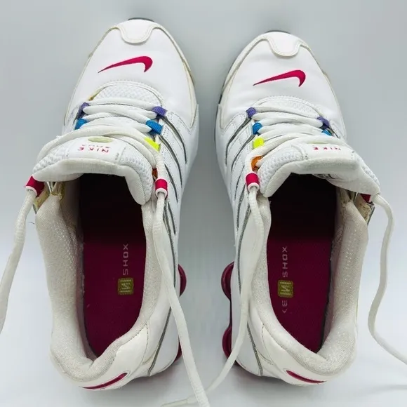 NIKE SHOX 2013 WHITE YOUTH ATHLETIC SHOES WITH RAINBOW HIGHLIGHTS SIZE 7Y