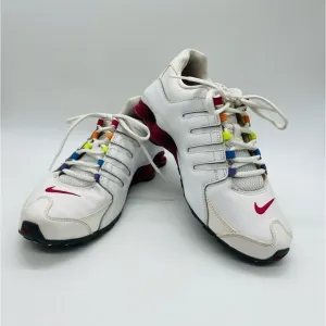 NIKE SHOX 2013 WHITE YOUTH ATHLETIC SHOES WITH RAINBOW HIGHLIGHTS SIZE 7Y