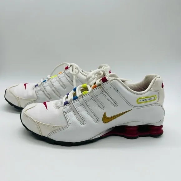 NIKE SHOX 2013 WHITE YOUTH ATHLETIC SHOES WITH RAINBOW HIGHLIGHTS SIZE 7Y