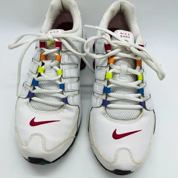 NIKE SHOX 2013 WHITE YOUTH ATHLETIC SHOES WITH RAINBOW HIGHLIGHTS SIZE 7Y