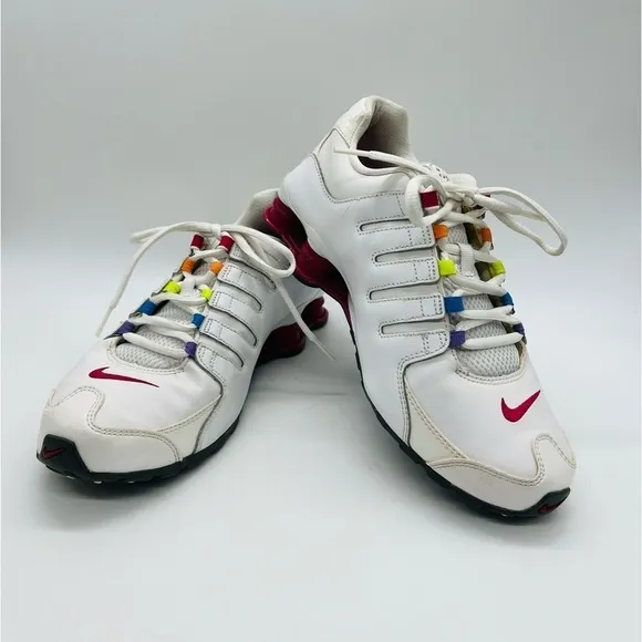 NIKE SHOX 2013 WHITE YOUTH ATHLETIC SHOES WITH RAINBOW HIGHLIGHTS SIZE 7Y