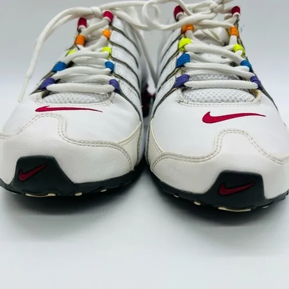 NIKE SHOX 2013 WHITE YOUTH ATHLETIC SHOES WITH RAINBOW HIGHLIGHTS SIZE 7Y