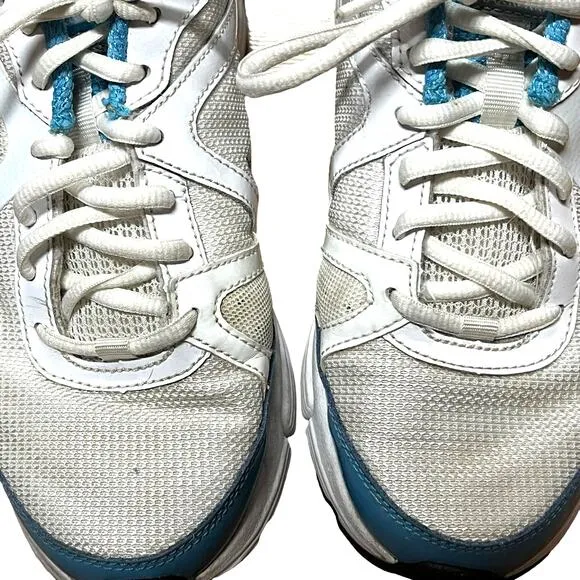 Nike Sneakers Air Max Run Lite Womens Size 7 Running Shoes White Blue 386515-101