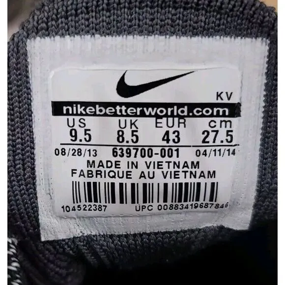 Nike Sneakers‎ Mens Size 9.5 Black White Oreo Free Flyknit Chukka Athletic Shoes