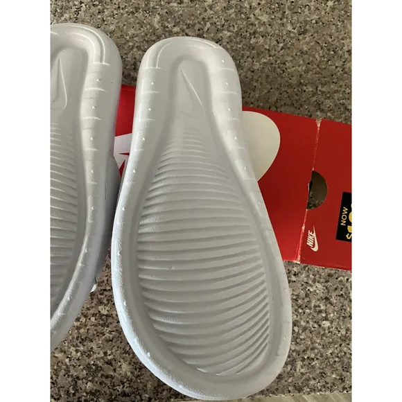 Nike Victori One Slide Sandals WHITE BLACK SWOOSH CN9675-100 SZ:14