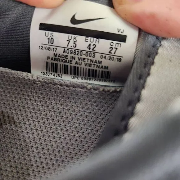 Nike Womens Odyssey React Running Shoes AO9820-003 Size 10 Gray Black