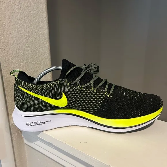 Nike Zoom Fly Flyknit Mens Size 12 Racing Black Volt Athletic Shoes BV6103-002