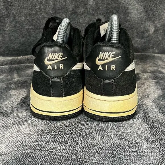 NIKE Air Force 1 Sneaker Black Suede/white Vintage Look  Youth 5.5