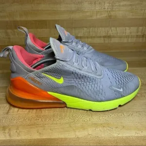 Nike Air Max 270 Mens Running Shoes Grey Volt Orange AH8050-012 Size 11.5