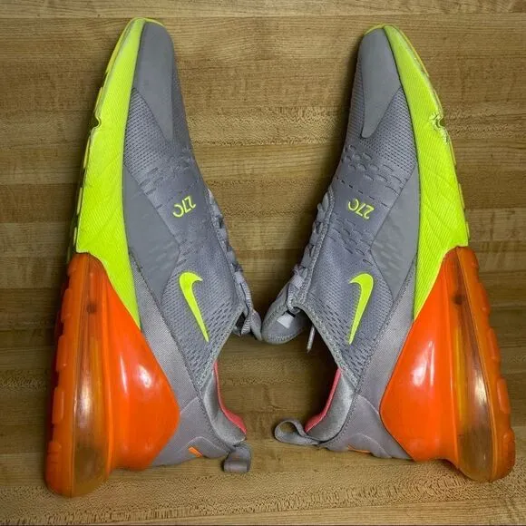 Nike Air Max 270 Mens Running Shoes Grey Volt Orange AH8050-012 Size 11.5