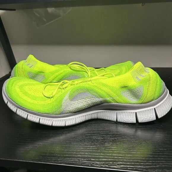 Nike Free Flyknit   5.0 Running Shoes Mens US 14 Volt Wolf Grey Rare 615805-713