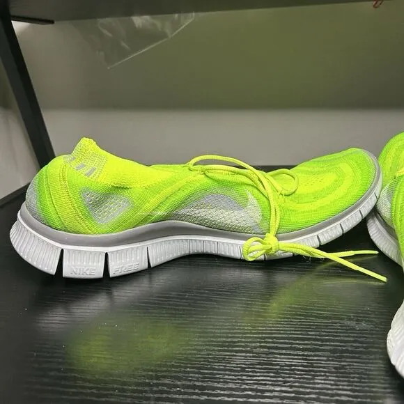 Nike Free Flyknit   5.0 Running Shoes Mens US 14 Volt Wolf Grey Rare 615805-713