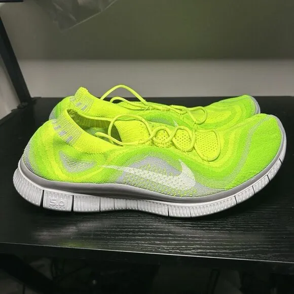 Nike Free Flyknit   5.0 Running Shoes Mens US 14 Volt Wolf Grey Rare 615805-713