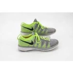 Nike Men's Size 10 Flyknit Running Shoes Gray Volt Neon Yellow Athletic Workout