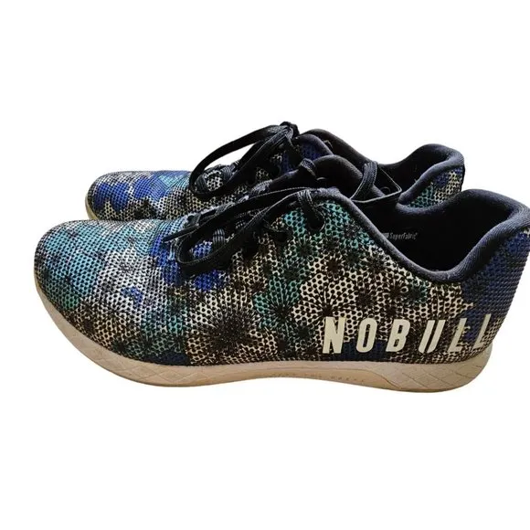 Nobull Midnight Floral Trainer Athletic Shoes Mens Sz 9.5 Women Sz 11 Blue Blac