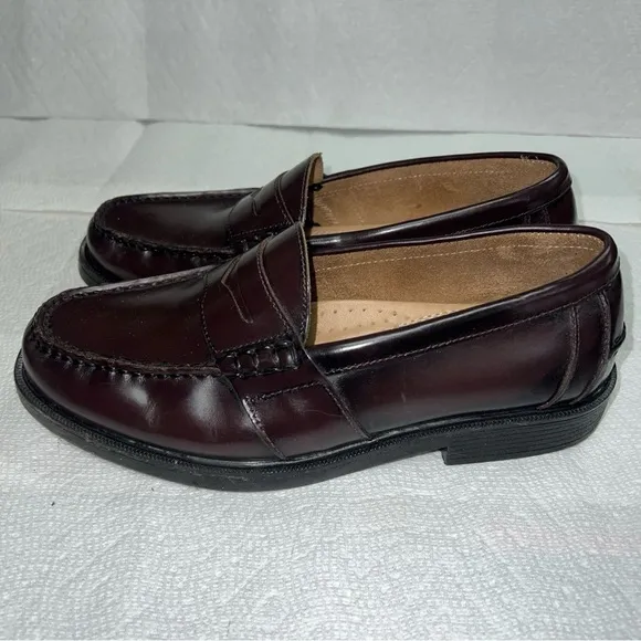 Nunn Bush Kent Men's Moc Toe Penny Loafer Burgundy Leather Dress Shoes Size 9.5M