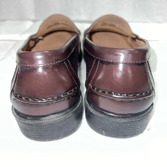 Nunn Bush Kent Men's Moc Toe Penny Loafer Burgundy Leather Dress Shoes Size 9.5M