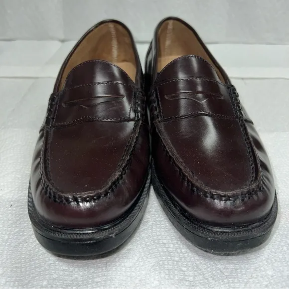 Nunn Bush Kent Men's Moc Toe Penny Loafer Burgundy Leather Dress Shoes Size 9.5M