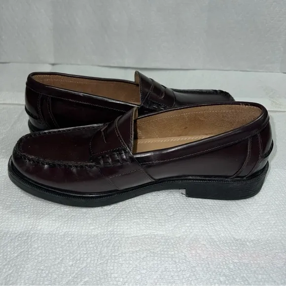 Nunn Bush Kent Men's Moc Toe Penny Loafer Burgundy Leather Dress Shoes Size 9.5M