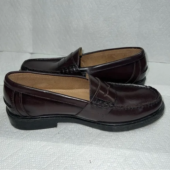 Nunn Bush Kent Men's Moc Toe Penny Loafer Burgundy Leather Dress Shoes Size 9.5M