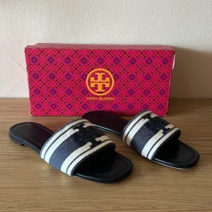 NWB Tory Burch Navy and White Women’s Slide Sandals size 8 1/2