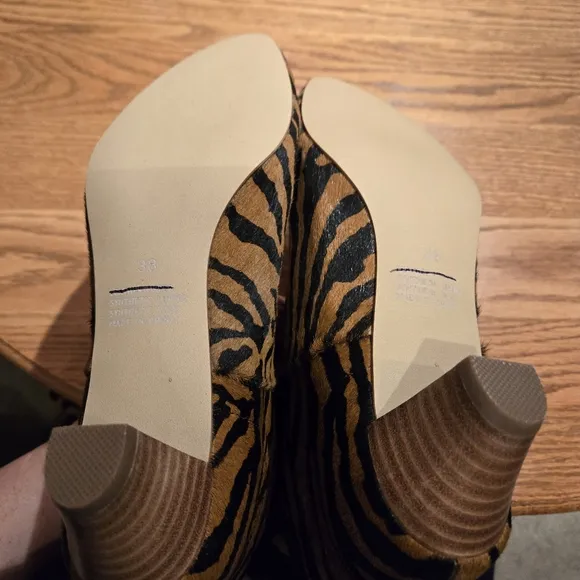 NWOB Silent D Boots Size 7 (Euro 38) Anthropologie Tinglet Kitten Heel Zebra Fur