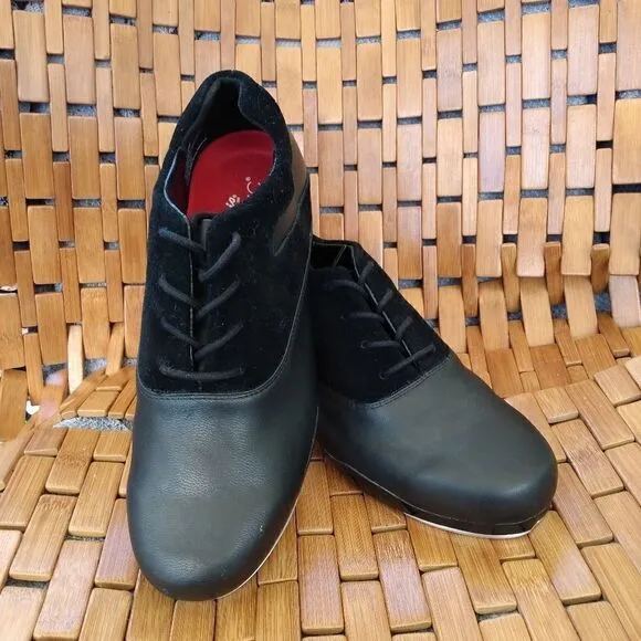 NWOT CAPEZIO Black Lace Up Tapsonic K542 Tele Tone Tap Shoes Size 11.5