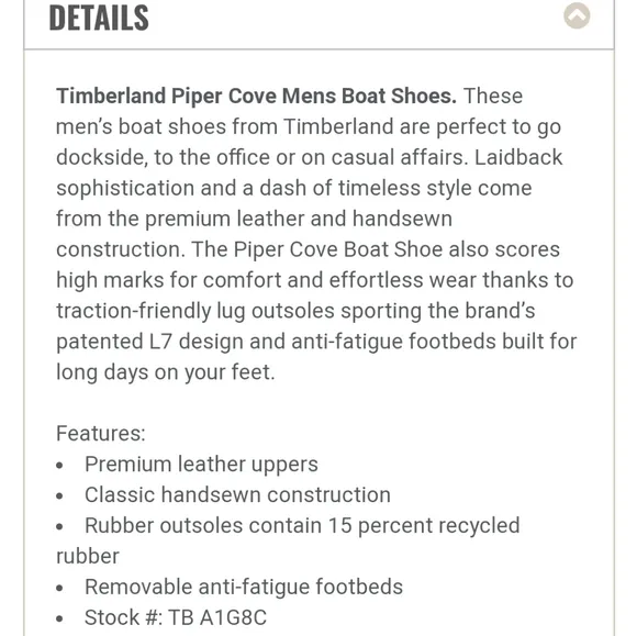 NWOT Men's Timberland Piper Cove Boat Shoes