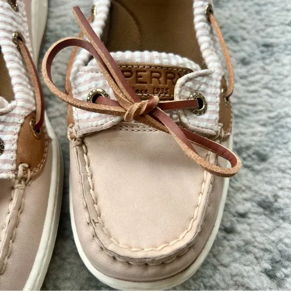 NWOT Sperry Angelfish Boat Shoe Seersucker Topsider Rose Pink Slip-On Shoes